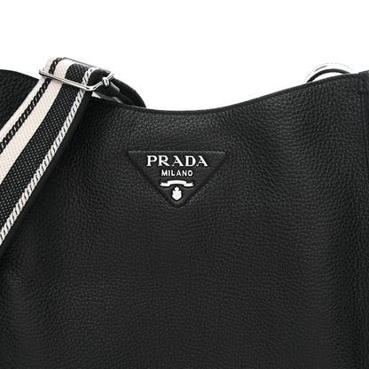 Prada Vitello Daino Soft Hobo Messenger Bag Black 8 of 10