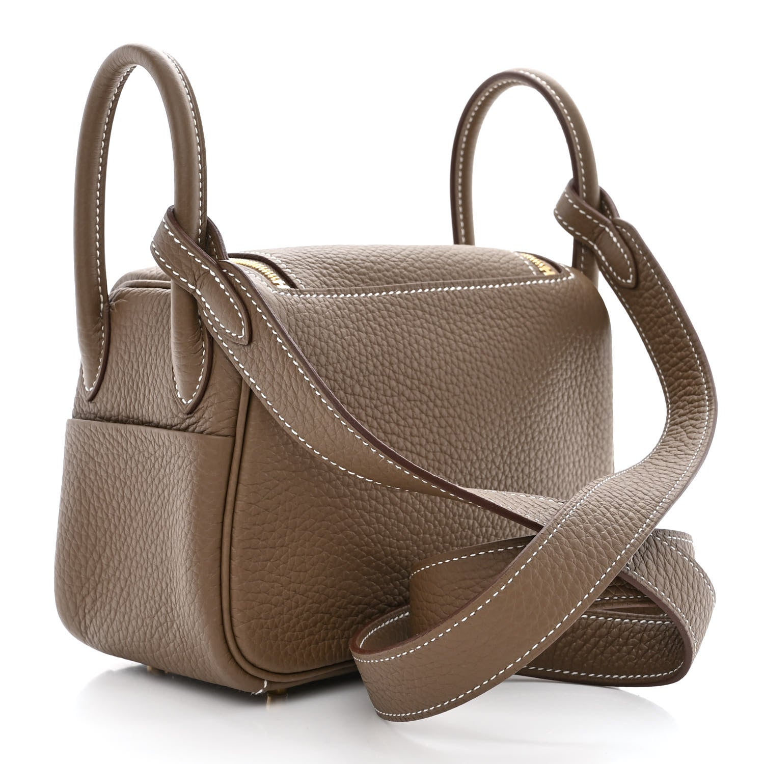 Hermes Taurillon Clemence Mini Lindy 20 Etoupe 3 of 11