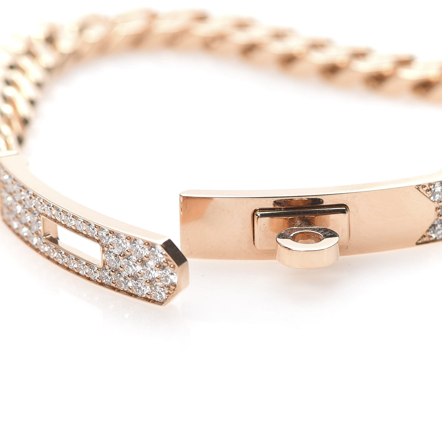 18K Rose Gold Diamond PM Kelly Gourmette Bracelet SH