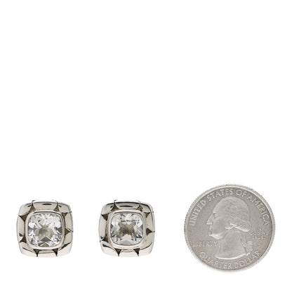 John Hardy Sterling Silver White Topaz Batu Kali Square Earrings 2 of 4