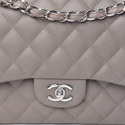 Chanel Caviar Quilted Jumbo Double Flap Light Grey 10 of 13