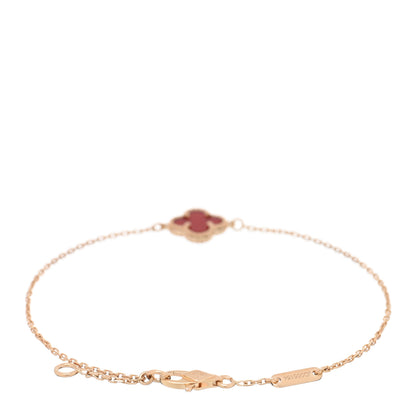 Van Cleef & Arpels 18K Rose Gold Carnelian Sweet Alhambra Bracelet 2 of 3