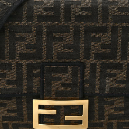 Fendi Fabric Jacquard FF 1974 Medium Baguette Tobacco Moro Black 8 of 13