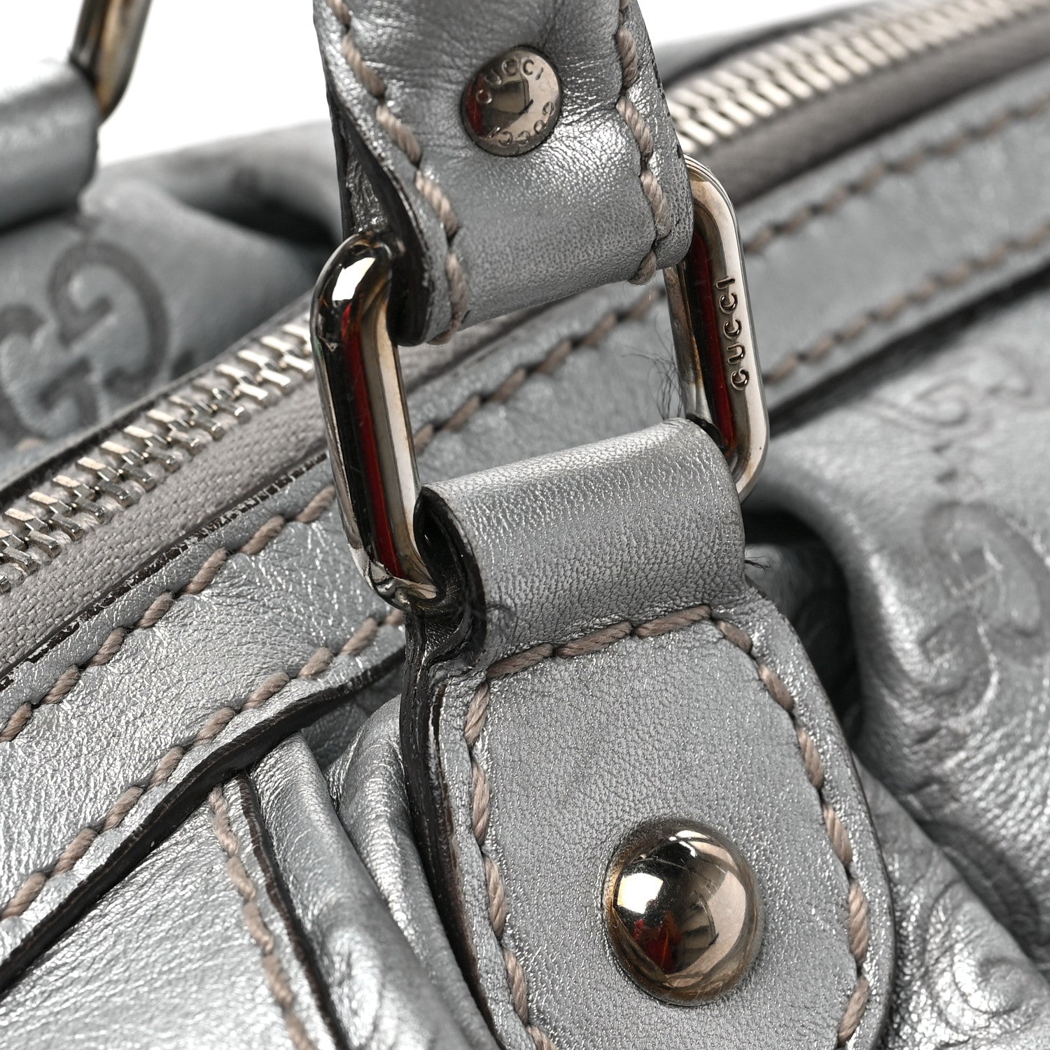 Gucci Metallic Guccissima Medium Sukey Boston Silver 9 of 10