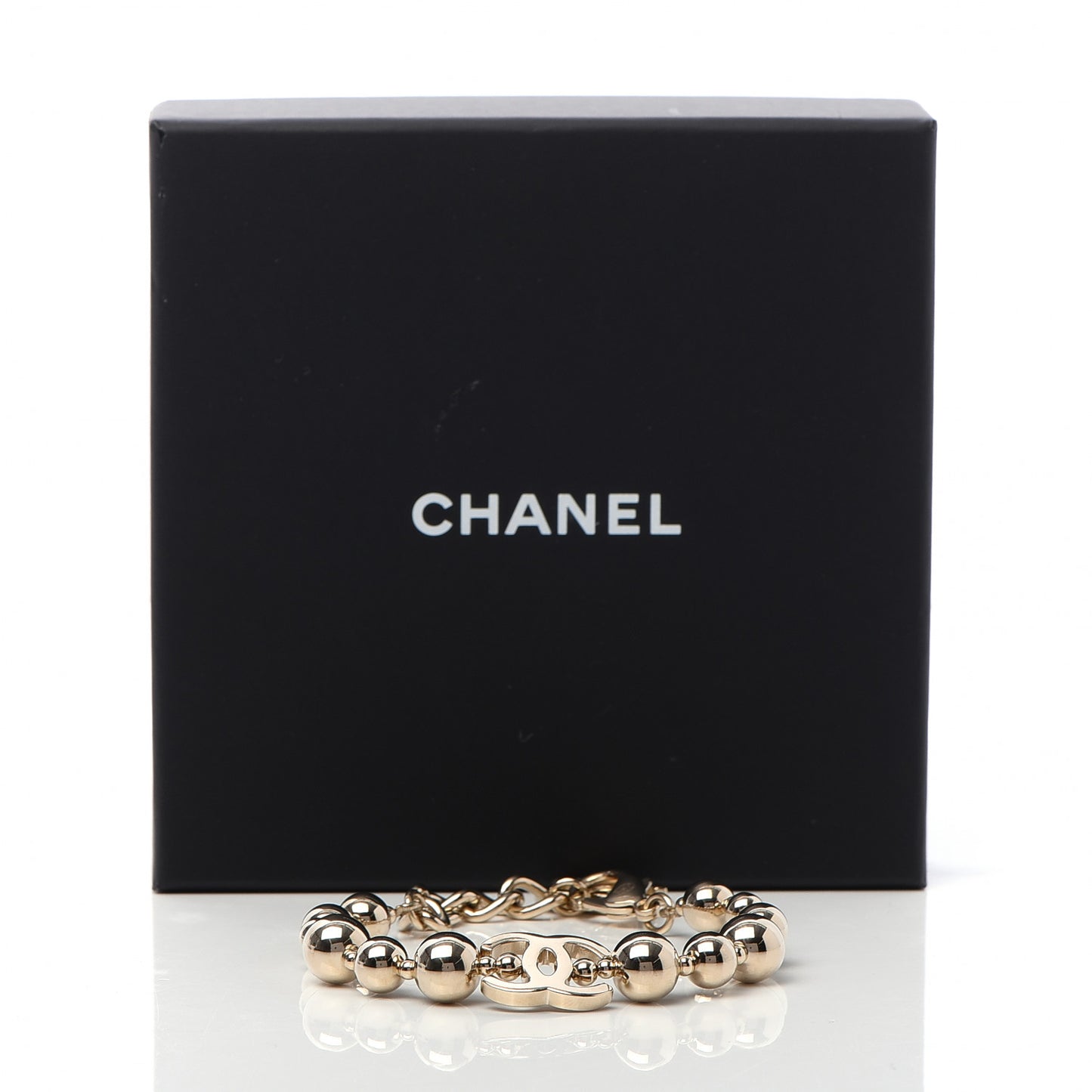 Metal Beaded CC Bracelet Gold