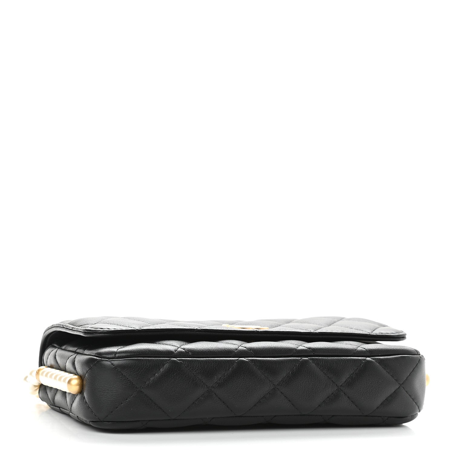 Chanel Calfskin Quilted Pearl Wallet On Chain WOC Black 6 of 19