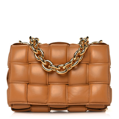 Bottega Veneta Lambskin Maxi Intreccio Padded Chain Cassette Crossbody Bag Caramel 1 of 9