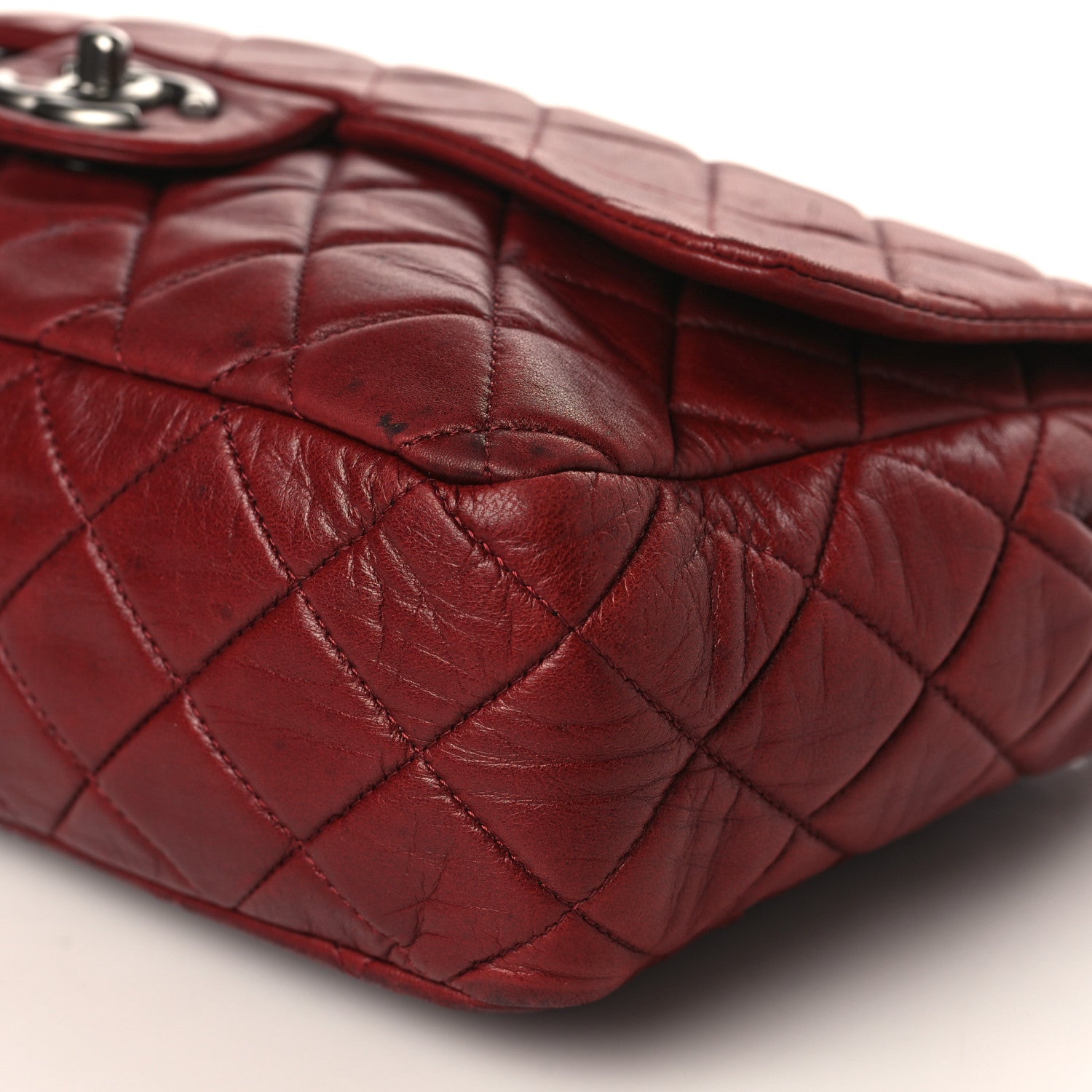 Chanel Lambskin Quilted Jumbo Single Flap Dark Red 9 of 11