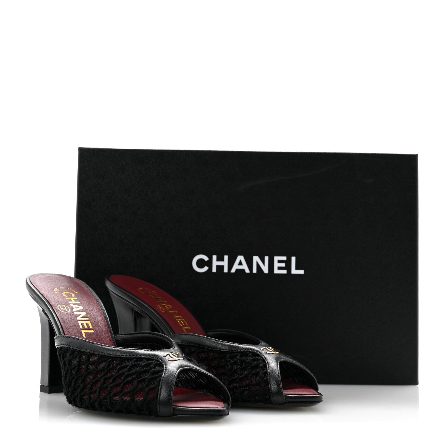 Chanel Mesh Cotton Lambskin Coco Beach Mules 36 Black 9 of 9