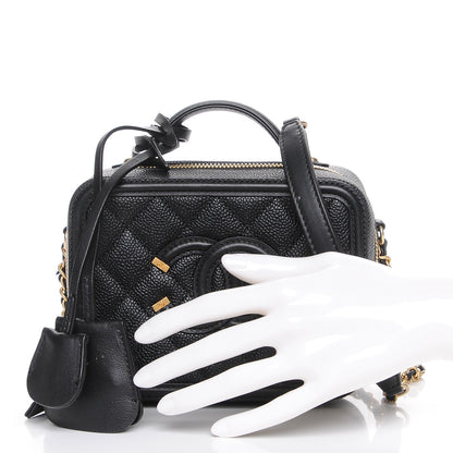 Chanel Caviar Quilted Small CC Filigree Vanity Case Black 3 of 9