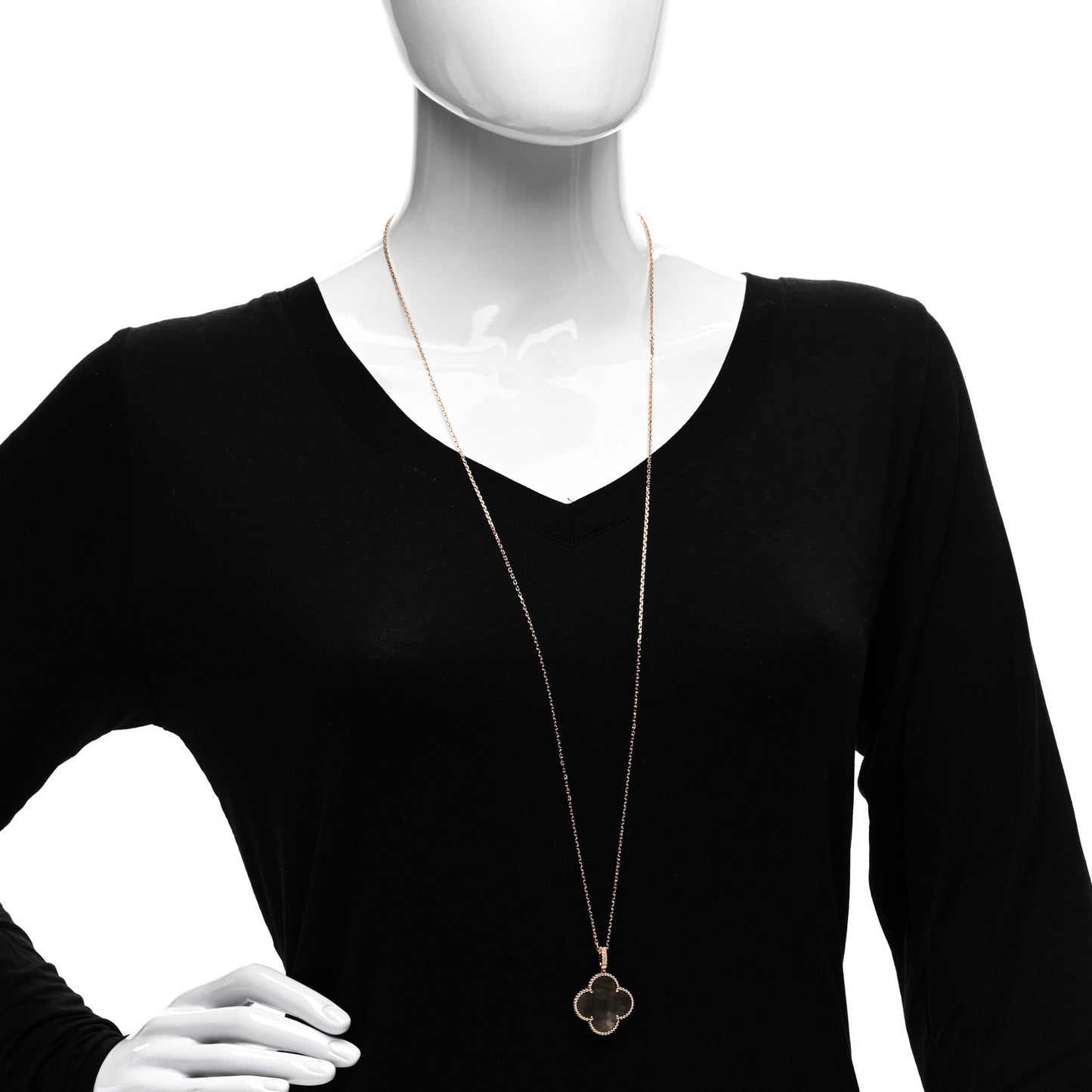 18K Rose Gold Gray Mother of Pearl Magic Alhambra Long Necklace