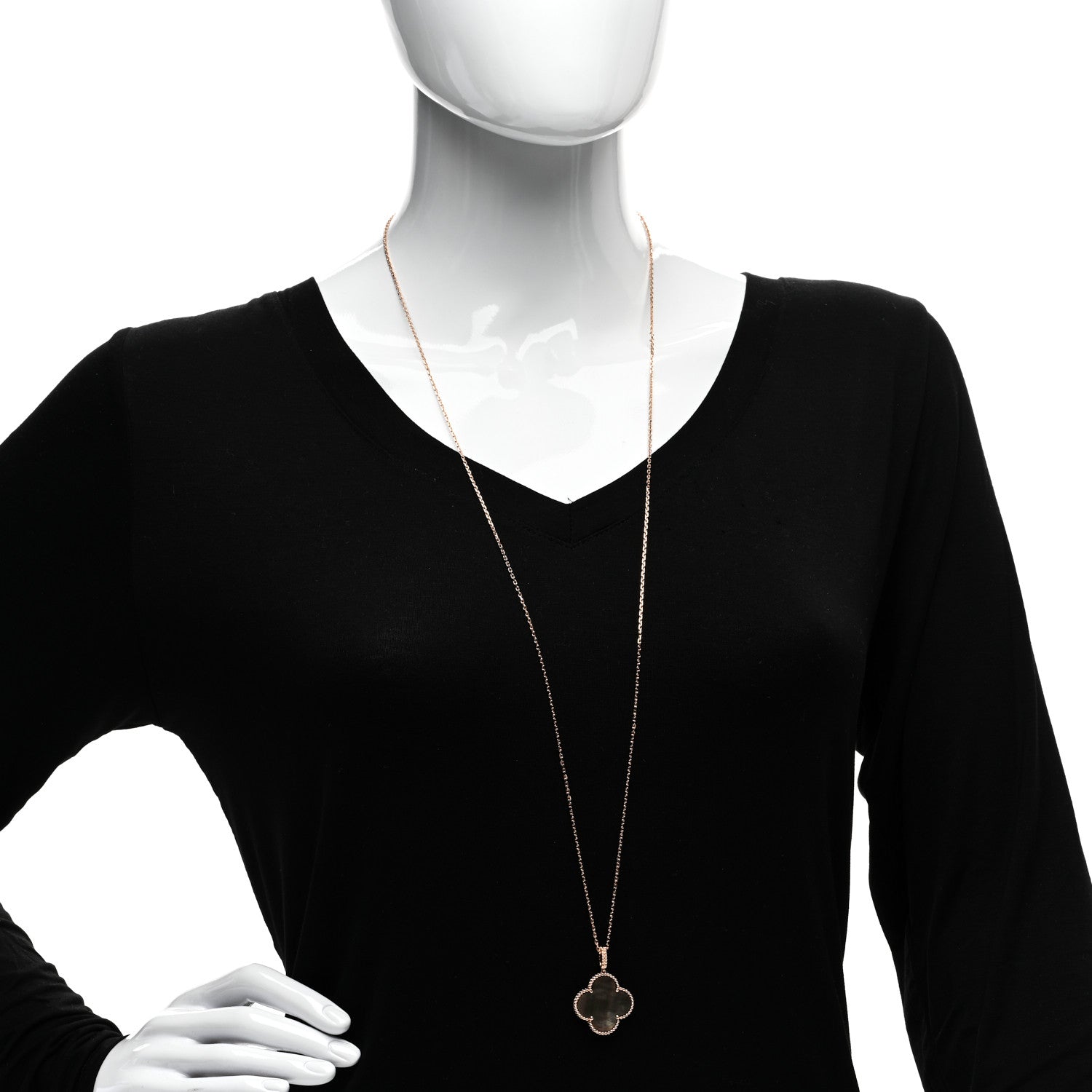 Van Cleef & Arpels 18K Rose Gold Gray Mother of Pearl Magic Alhambra Long Necklace 2 of 6
