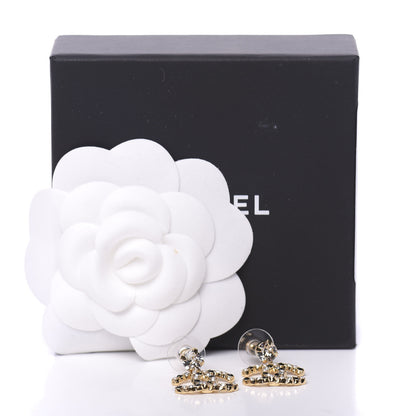 Chanel Resin Crystal Pearl CC Drop Earrings Gold Black 5 of 5