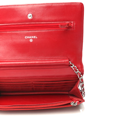 Chanel Lambskin Quilted Wallet on Chain WOC Red 5 of 22