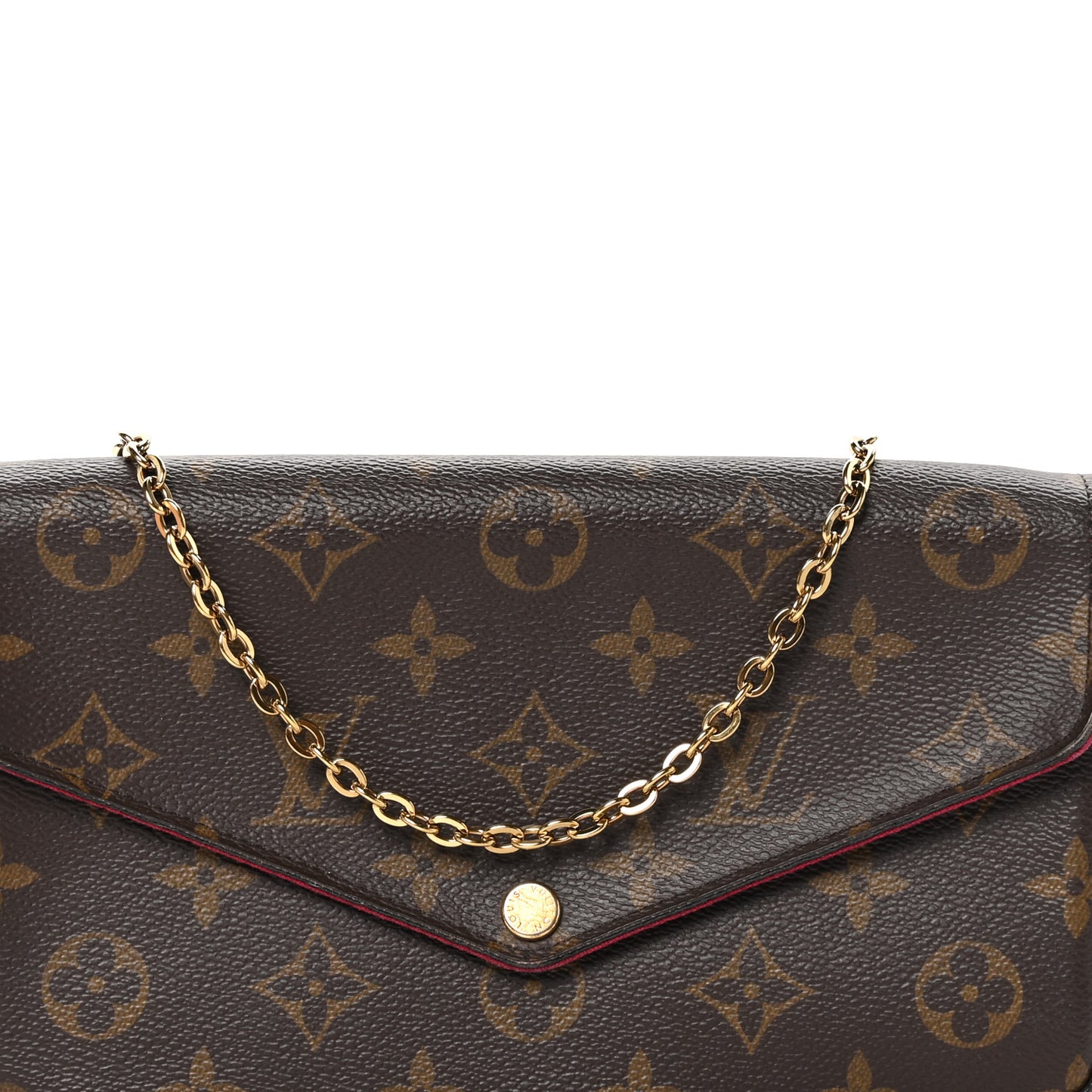 Monogram Pochette Felicie Chain Wallet Fuchsia