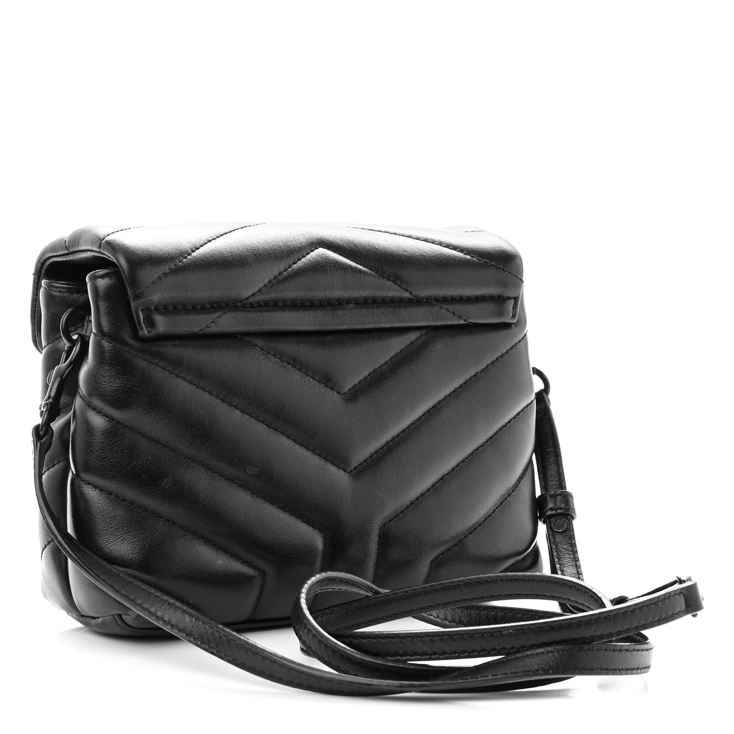 Saint Laurent Calfskin Y Quilted Monogram Monochrome Toy Loulou Crossbody Bag Black 3 of 10