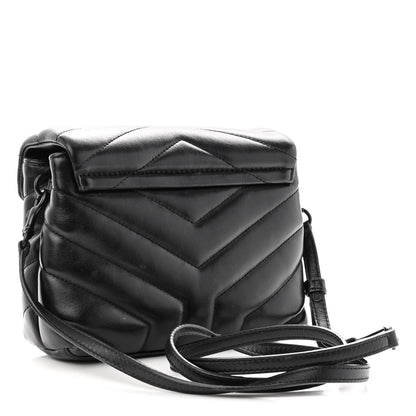 Saint Laurent Calfskin Y Quilted Monogram Monochrome Toy Loulou Crossbody Bag Black 3 of 10