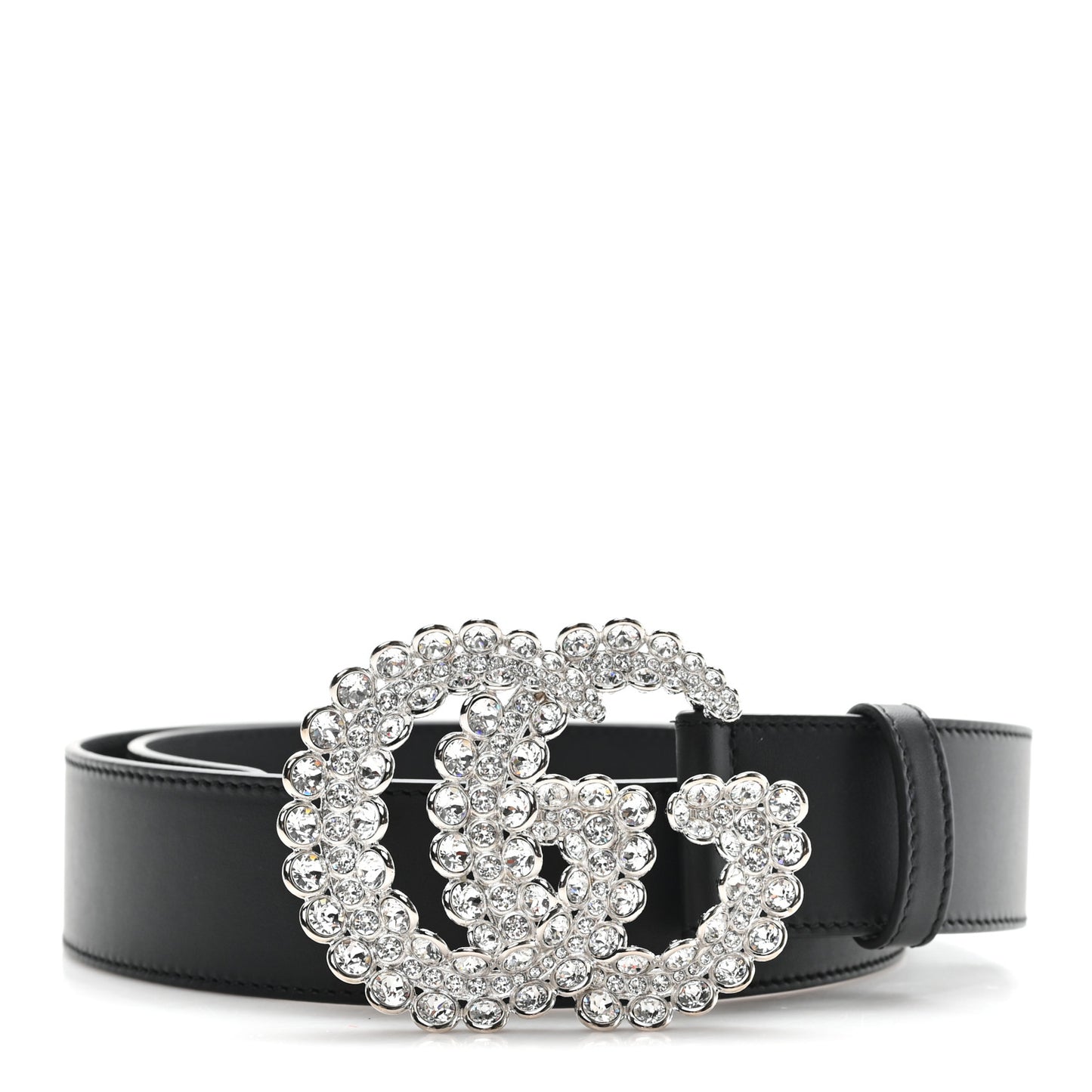 Calfskin Crystal Double G 40mm Belt 90 36 Black