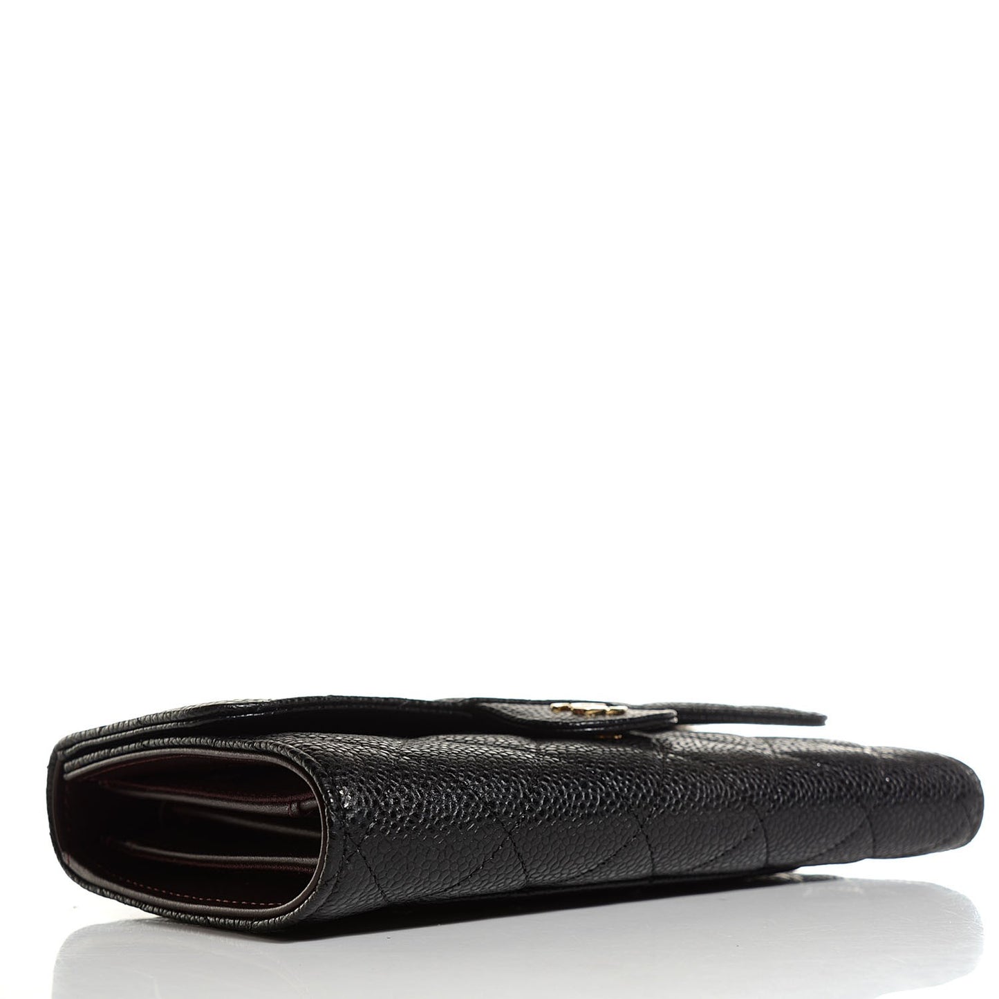 Caviar Quilted Large Flap Wallet Black
