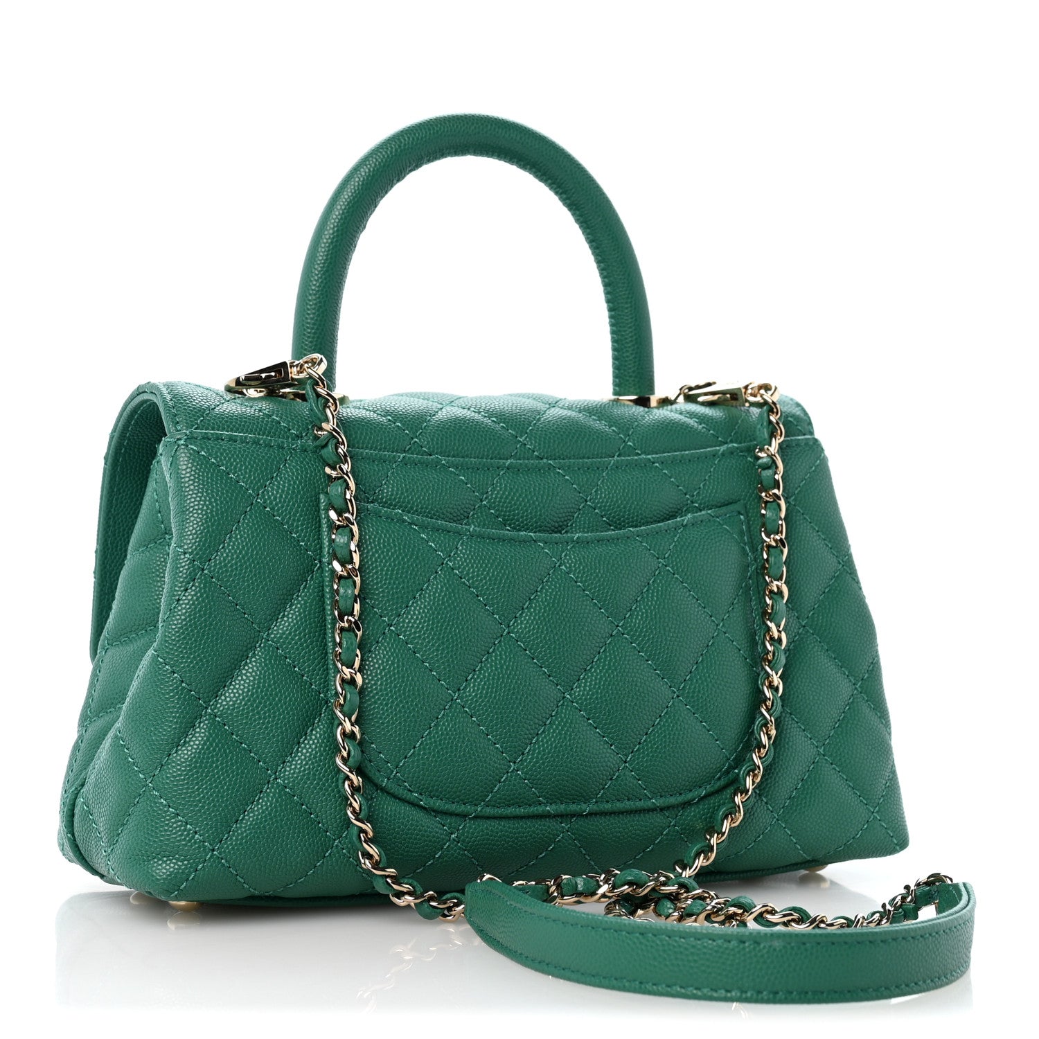 Chanel Caviar Quilted Mini Coco Handle Flap Green 3 of 12