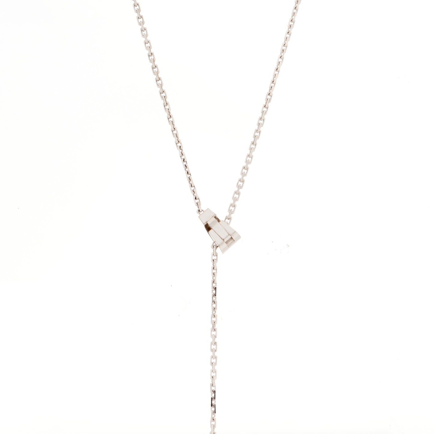 18K White Gold Diamond LOVE Lariat Necklace