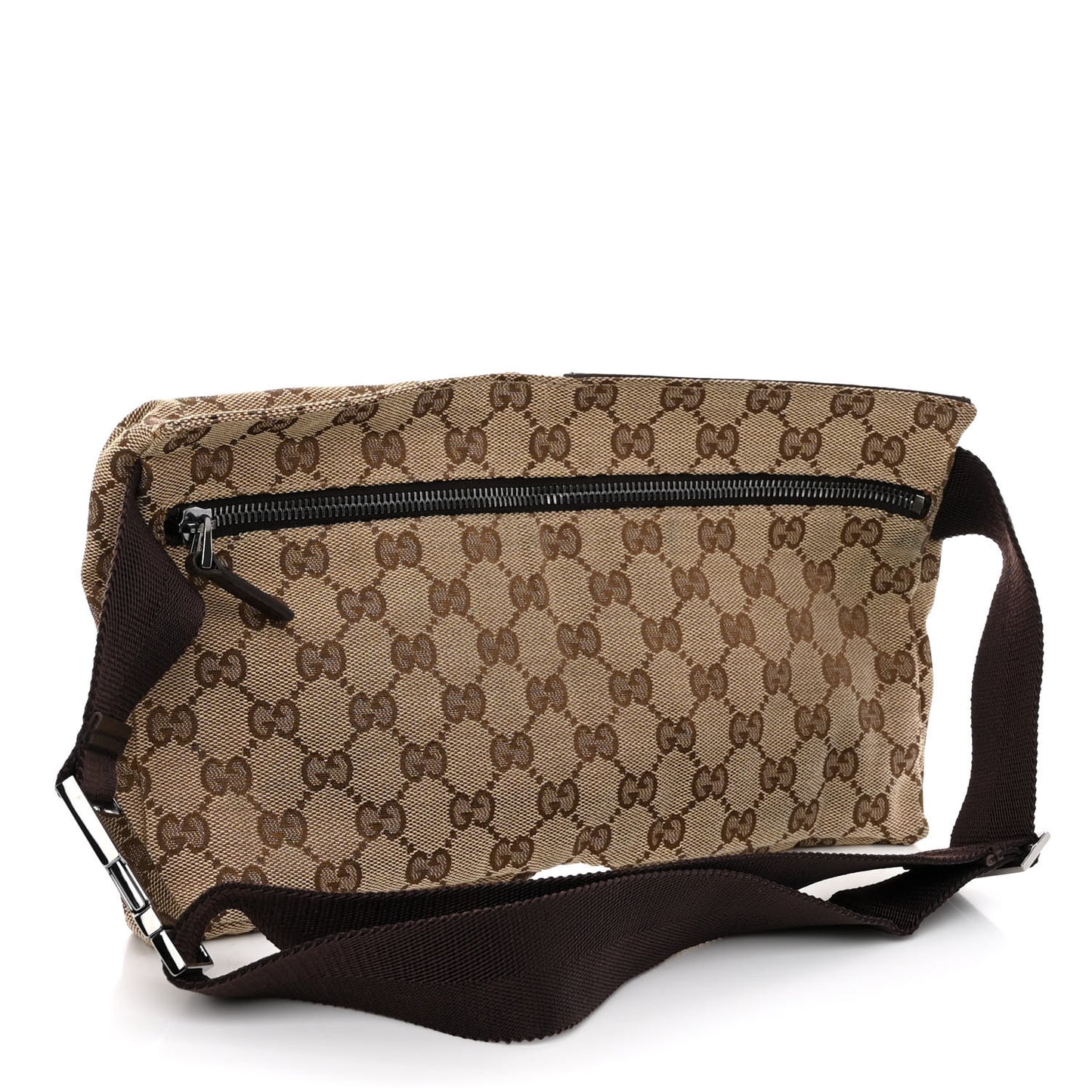 GG Monogram Double Pocket Belt Bag Dark Brown