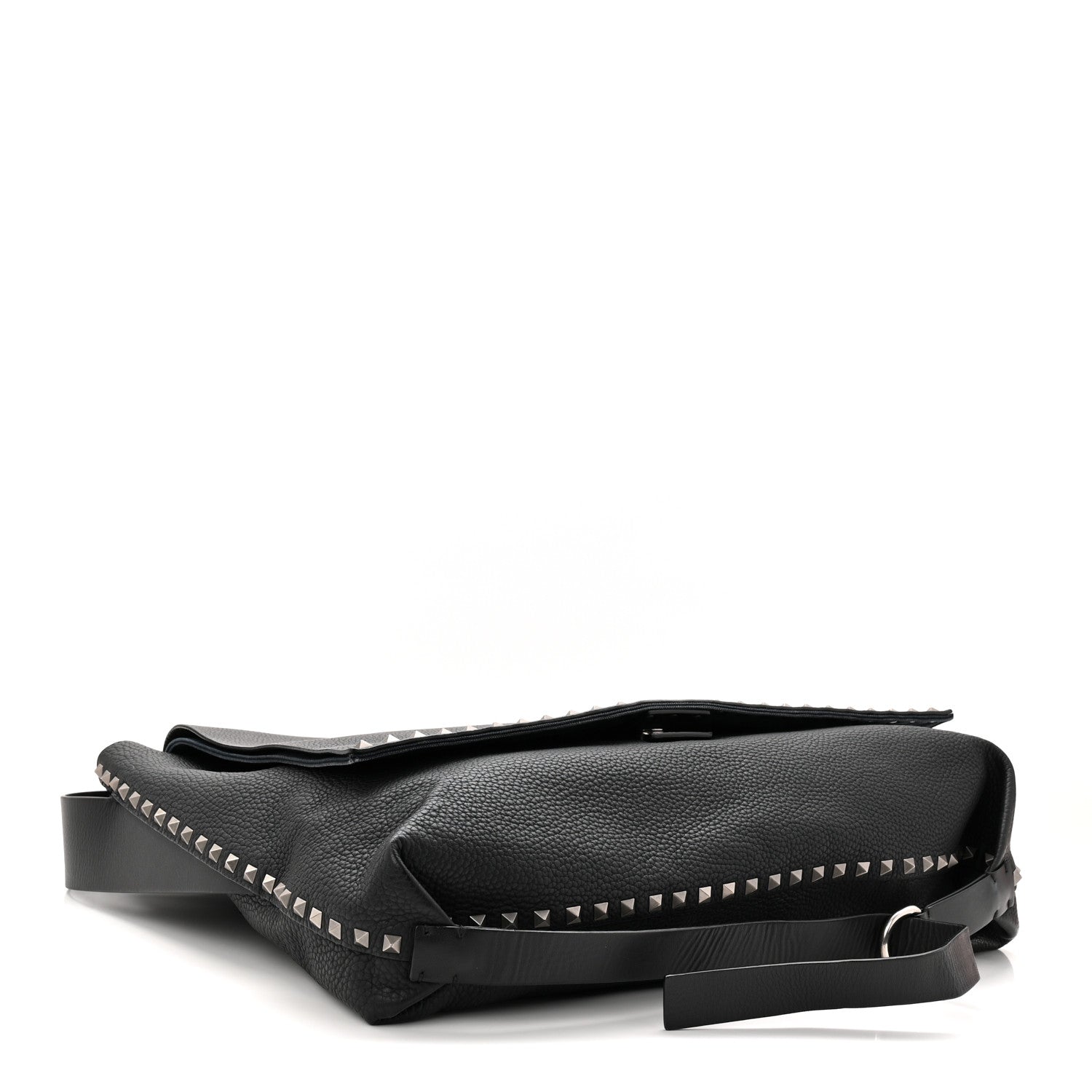 Valentino Garavani Pebbled Calfskin Rockstud Messenger Black 4 of 9