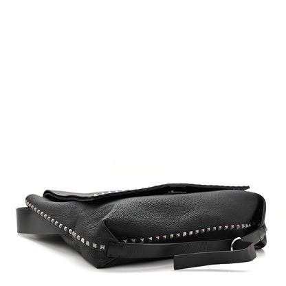 Valentino Garavani Pebbled Calfskin Rockstud Messenger Black 4 of 9