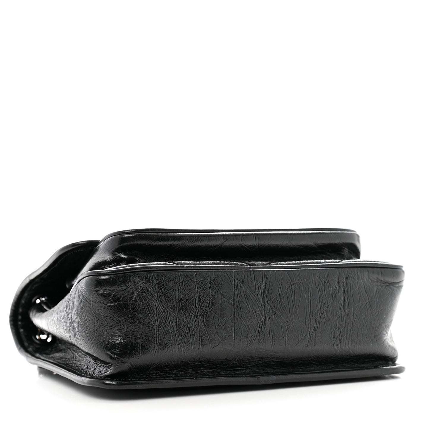 Crinkled Calfskin Matelasse Monogram Baby Niki Chain Satchel Black