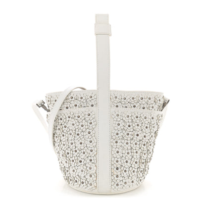 Alaia Lizard Embossed Calfskin Flower Applique Bucket Bag White 1 of 17