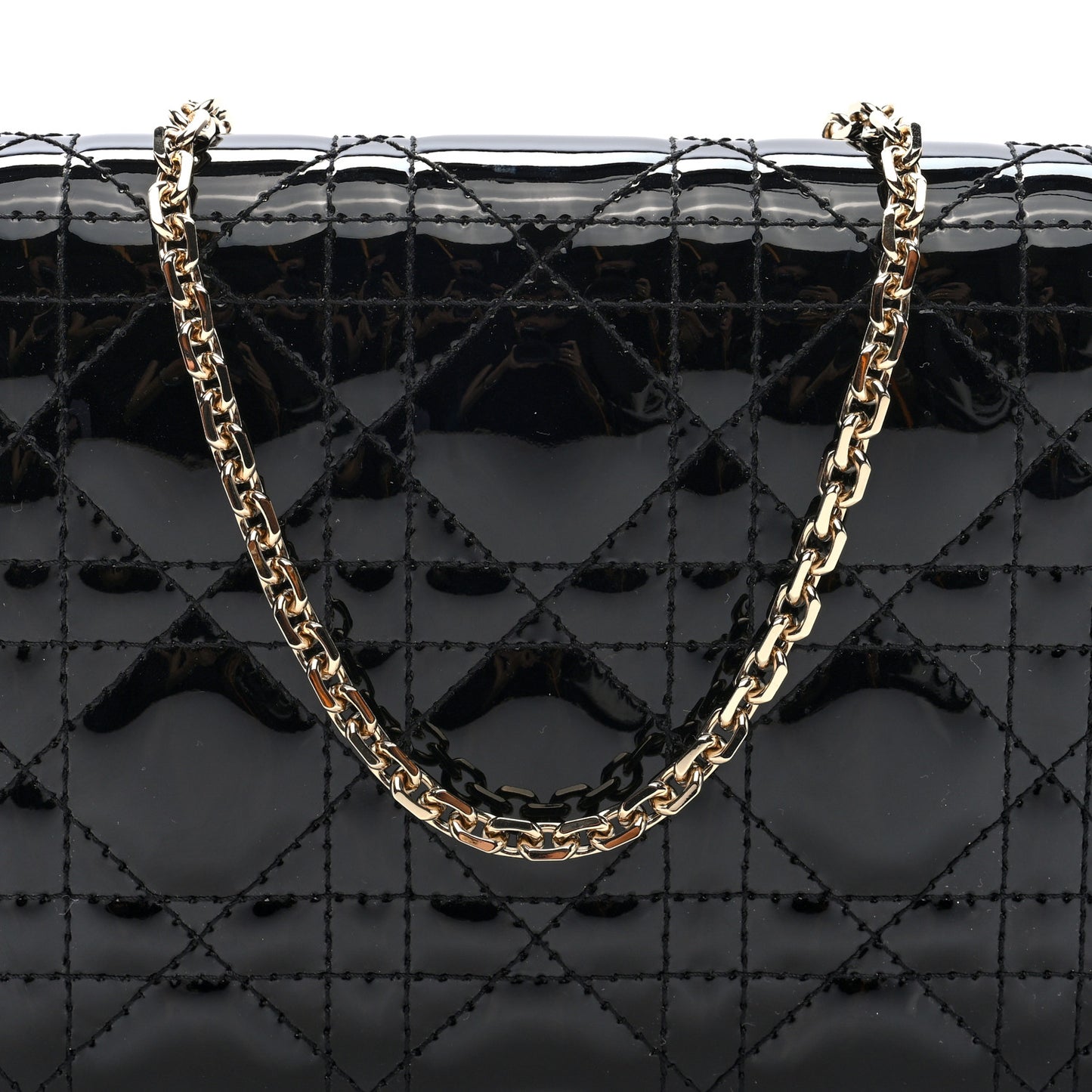 Patent Cannage Lady Dior Convertible Clutch Black