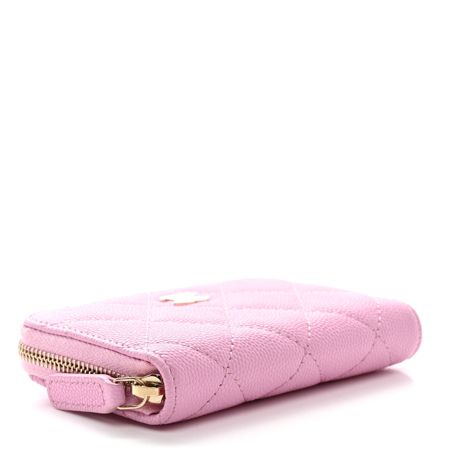 Caviar Quilted Zip Coin Purse Light Pink