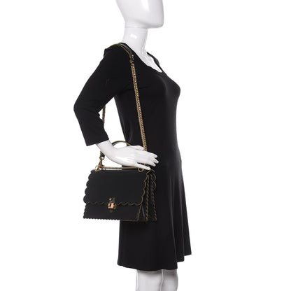 Fendi Vitello Liberty Scalloped Studded Kan I Shoulder Bag Black 2 of 11