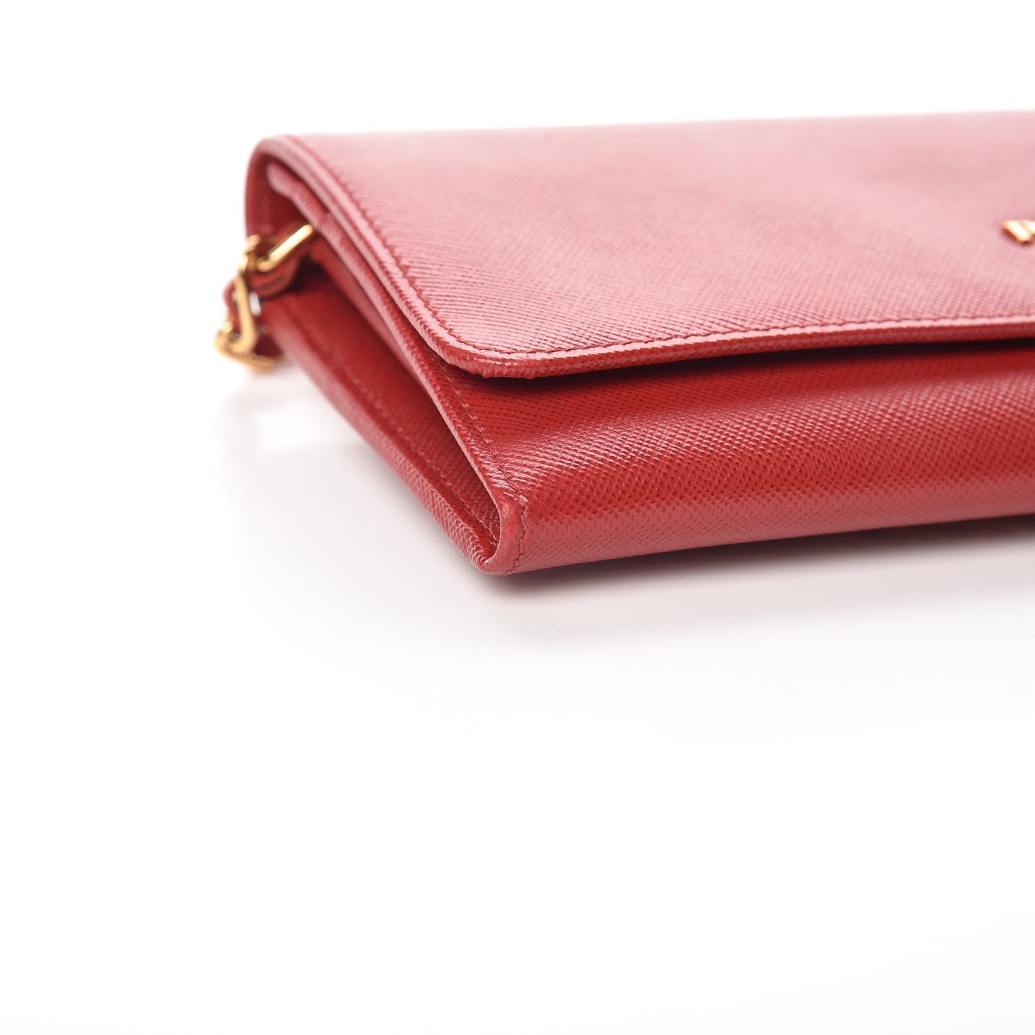 Prada Saffiano Metal Oro Chain Wallet Fuoco 10 of 14
