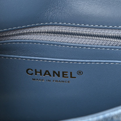 Chanel Denim Quilt Print Mini Rectangular Flap Light Blue 6 of 11