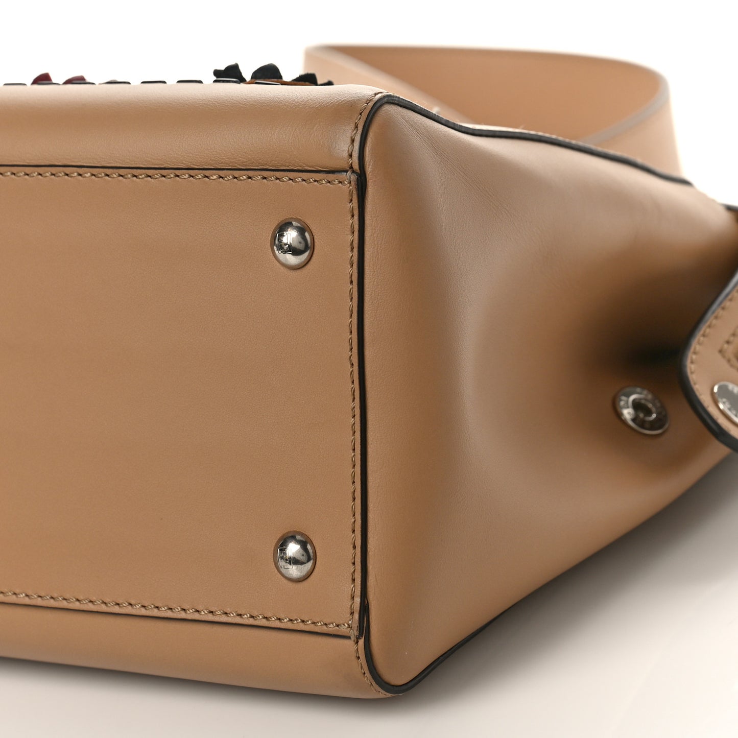 Calfskin Flowerland Studded Dotcom Satchel Cuoio Multicolor