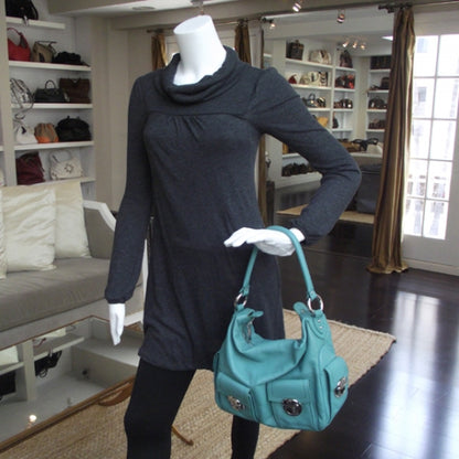 Marc Jacobs Leather Large Multipocket Hobo Teal 2 of 11