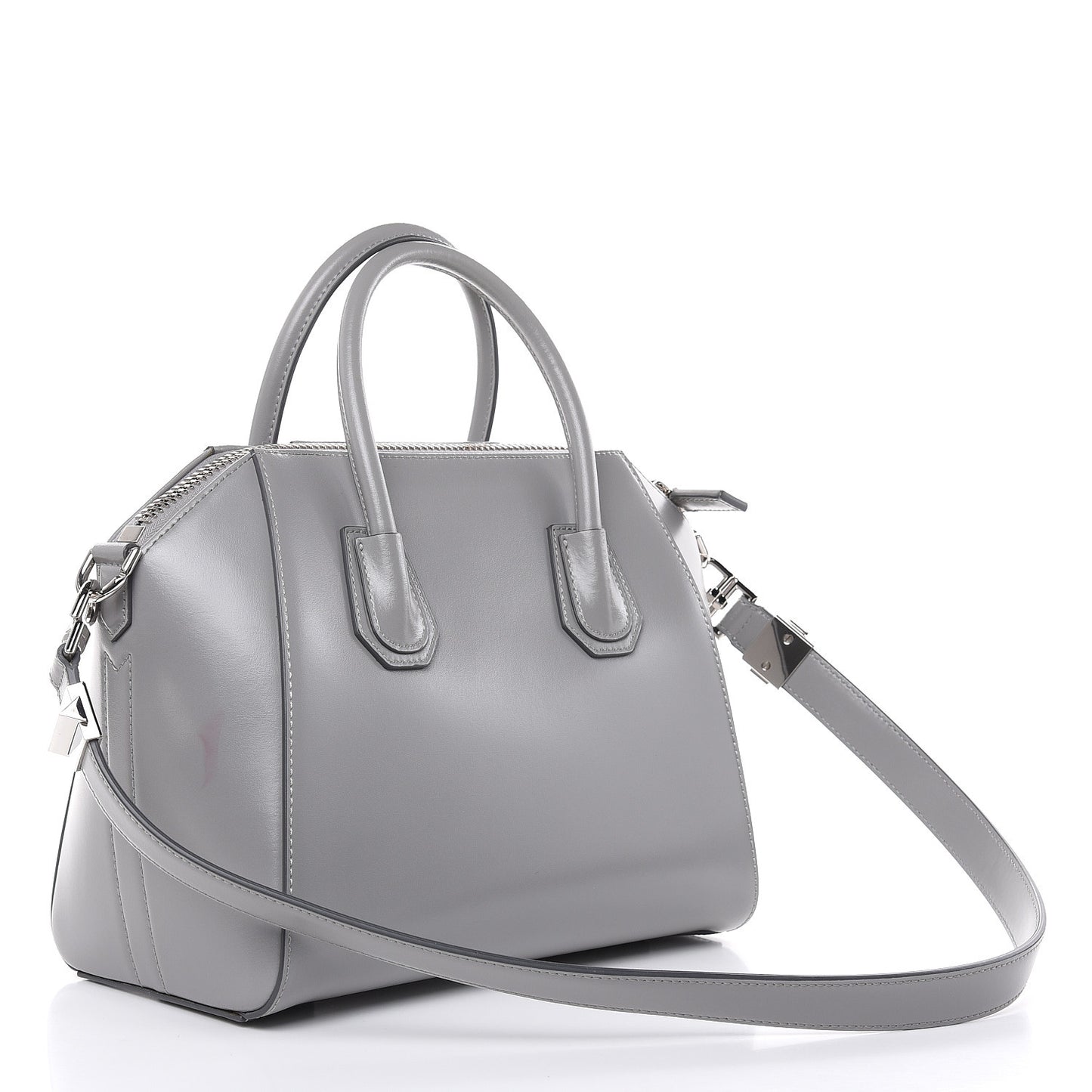 Shiny Lord Calfskin Small Antigona Pearl Grey