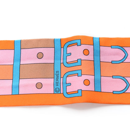 Hermes Silk Rocabar Twilly Orange Bleu Ciel 2 of 9