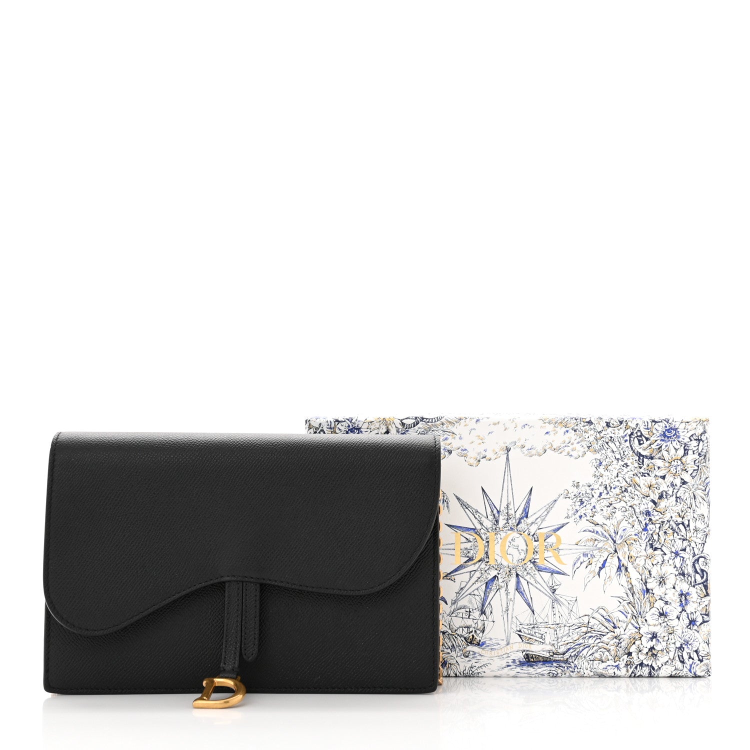 Christian Dior Grained Calfskin Saddle Chain Pouch Black 9 of 9