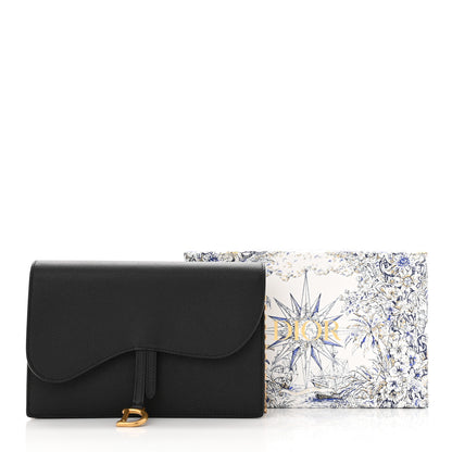 Christian Dior Grained Calfskin Saddle Chain Pouch Black 9 of 9