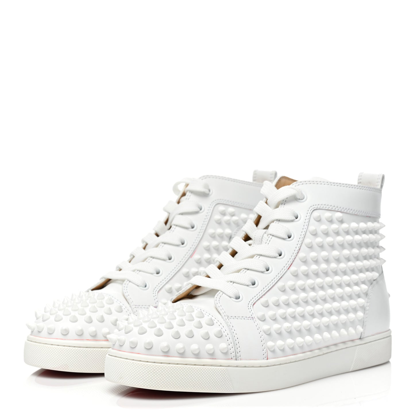 Calfskin Womens Louis Spikes Flat Sneakers 39.5 White