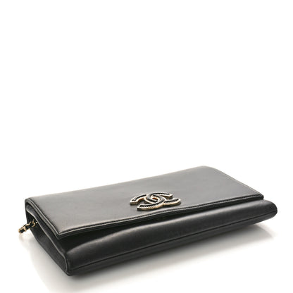 Chanel Lambskin Enamel CC Flap Clutch With Chain Black 4 of 13