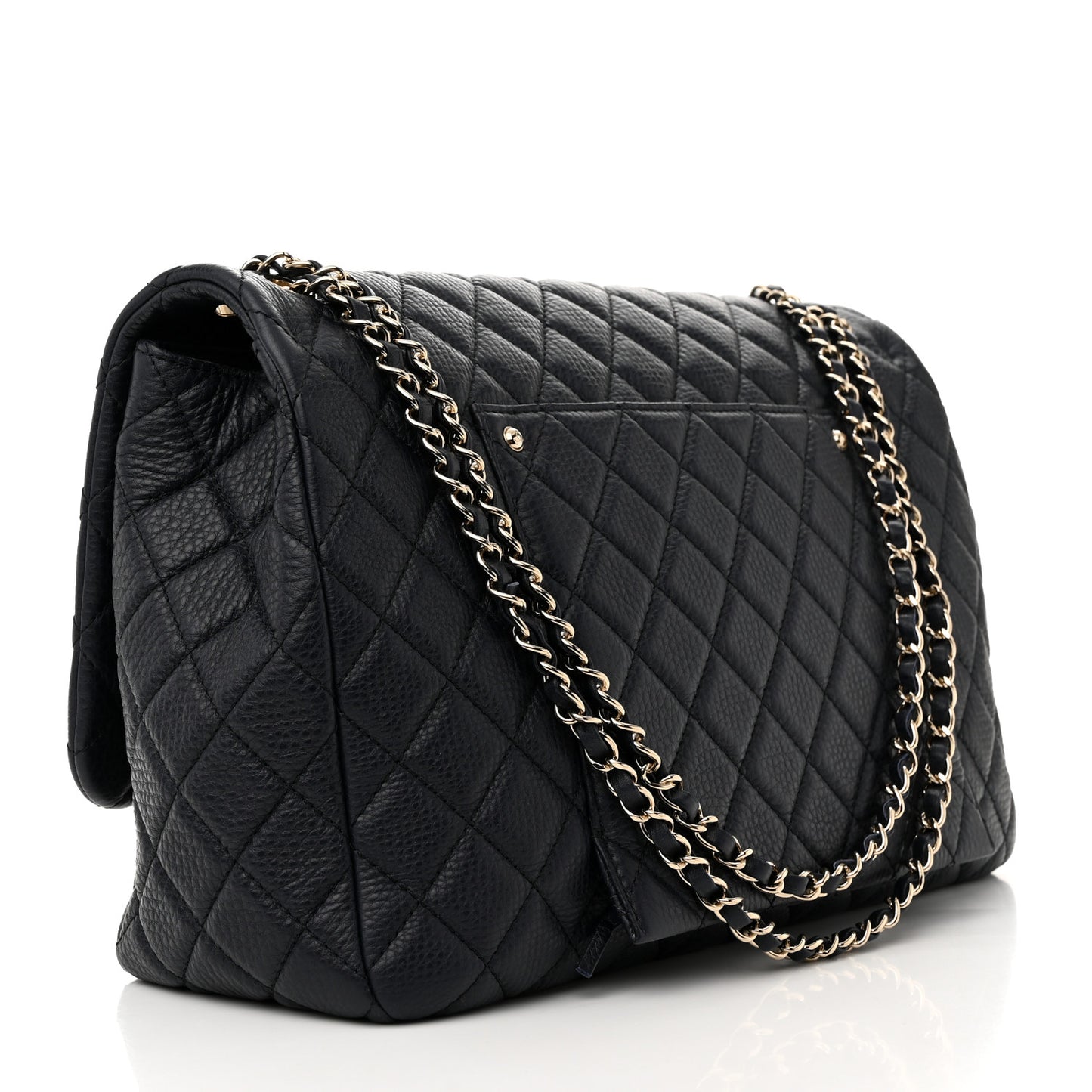 Grained Calfskin Quilted Small XXL Travel Flap Bag Navy