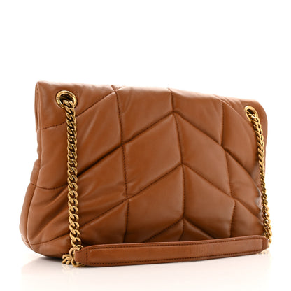 Saint Laurent Lambskin Quilted Small Loulou Puffer Monogram Chain Satchel Dark Honey 3 of 15