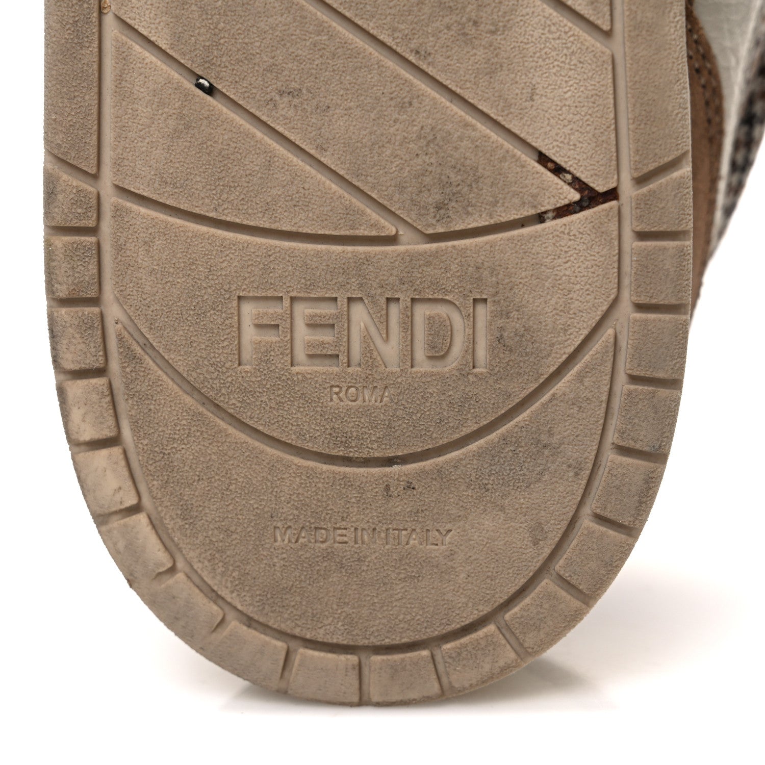 Fendi Calfskin Suede Houndstooth Fendi Match Low Top Sneakers 37 Cream Brown 8 of 11