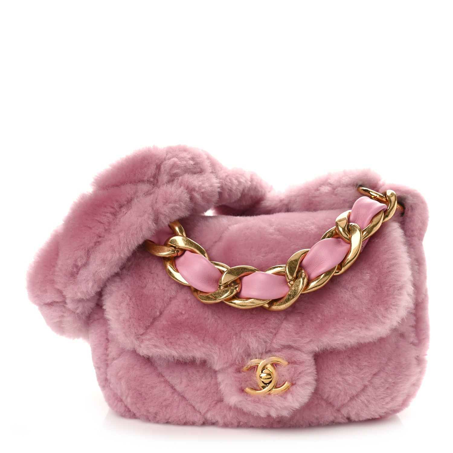 Chanel Shearling Lambskin Quilted Flap Pink 1 of 10