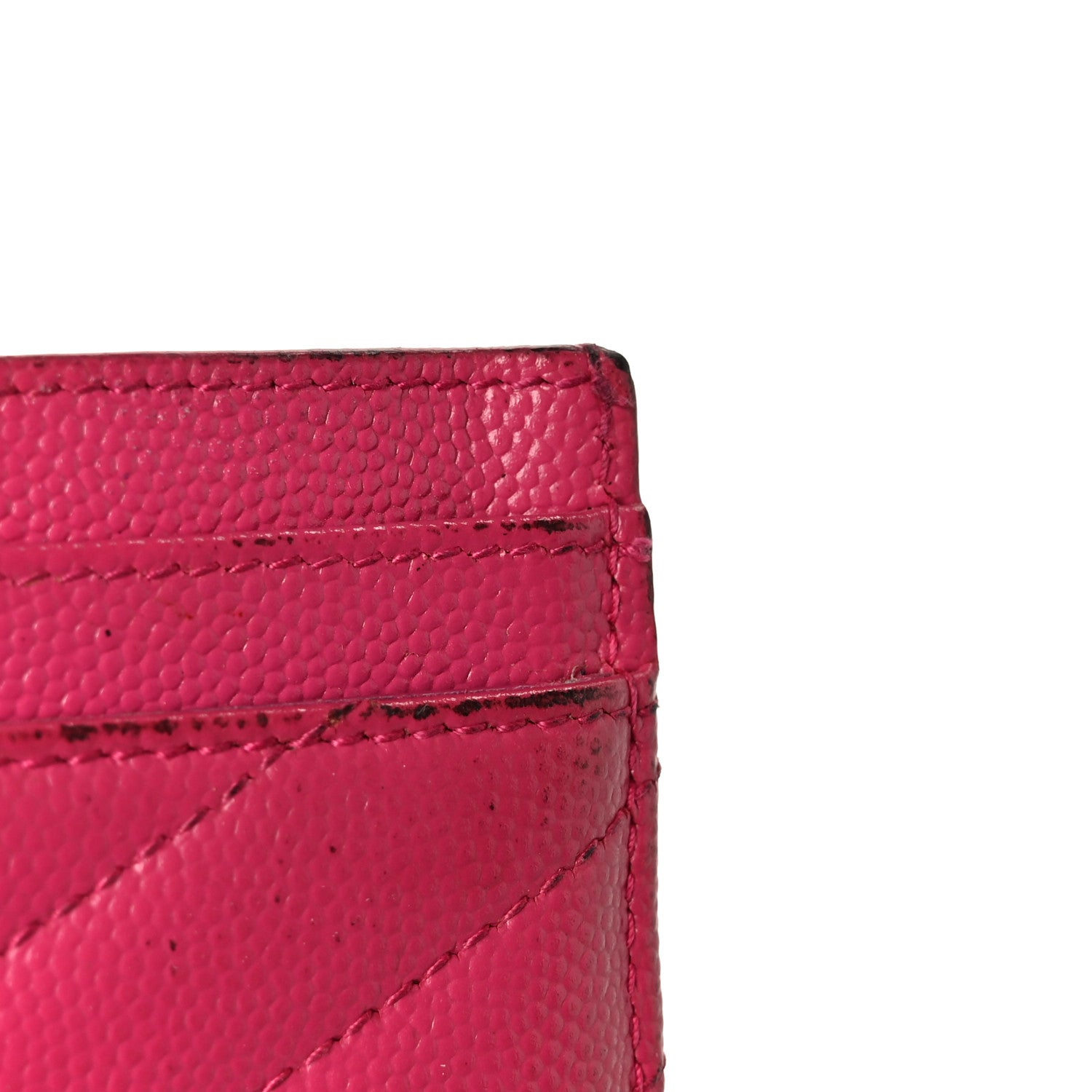 Saint Laurent Grain De Poudre Matelasse Chevron Monogram Credit Card Case Fresh Fuxia 11 of 12