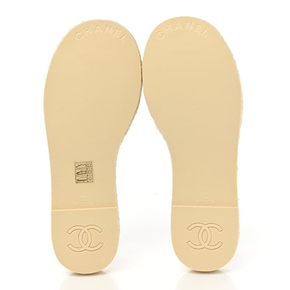 Chanel Lambskin CC Espadrille Slip On Sandals 41 White 5 of 10