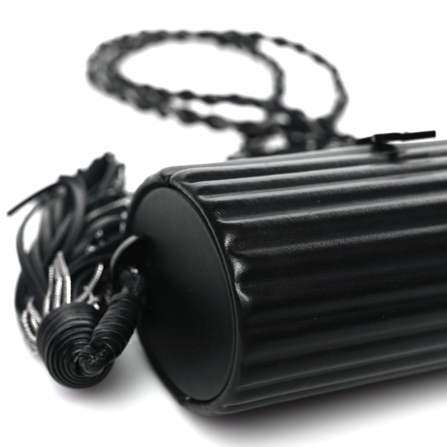 Ribbed Plexiglass Lambskin Fringe Monogram Opium Box Bag Black